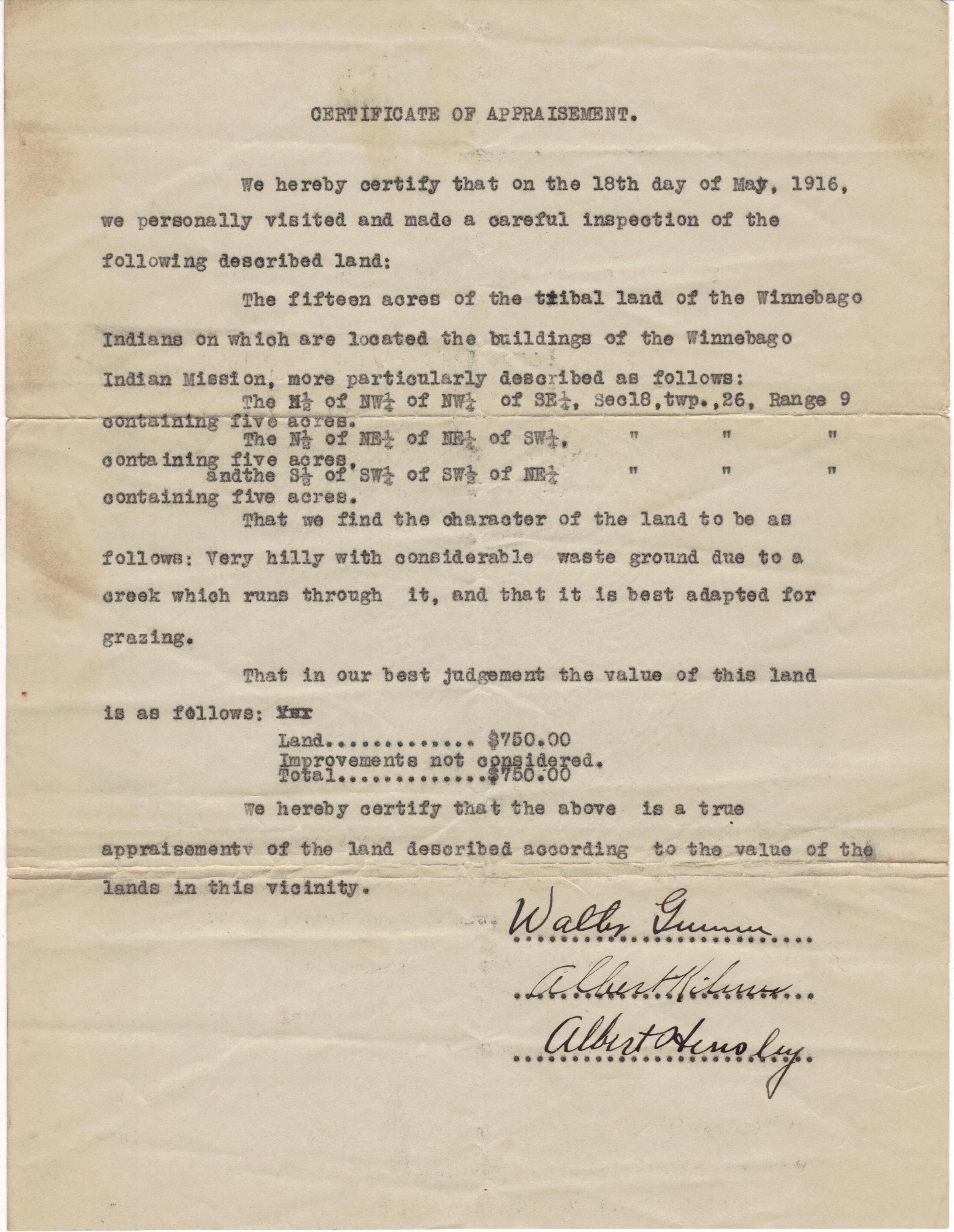 May 18, 1916: Land appraisal